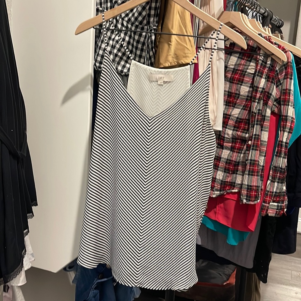 Loft black and white stripe camisole size large